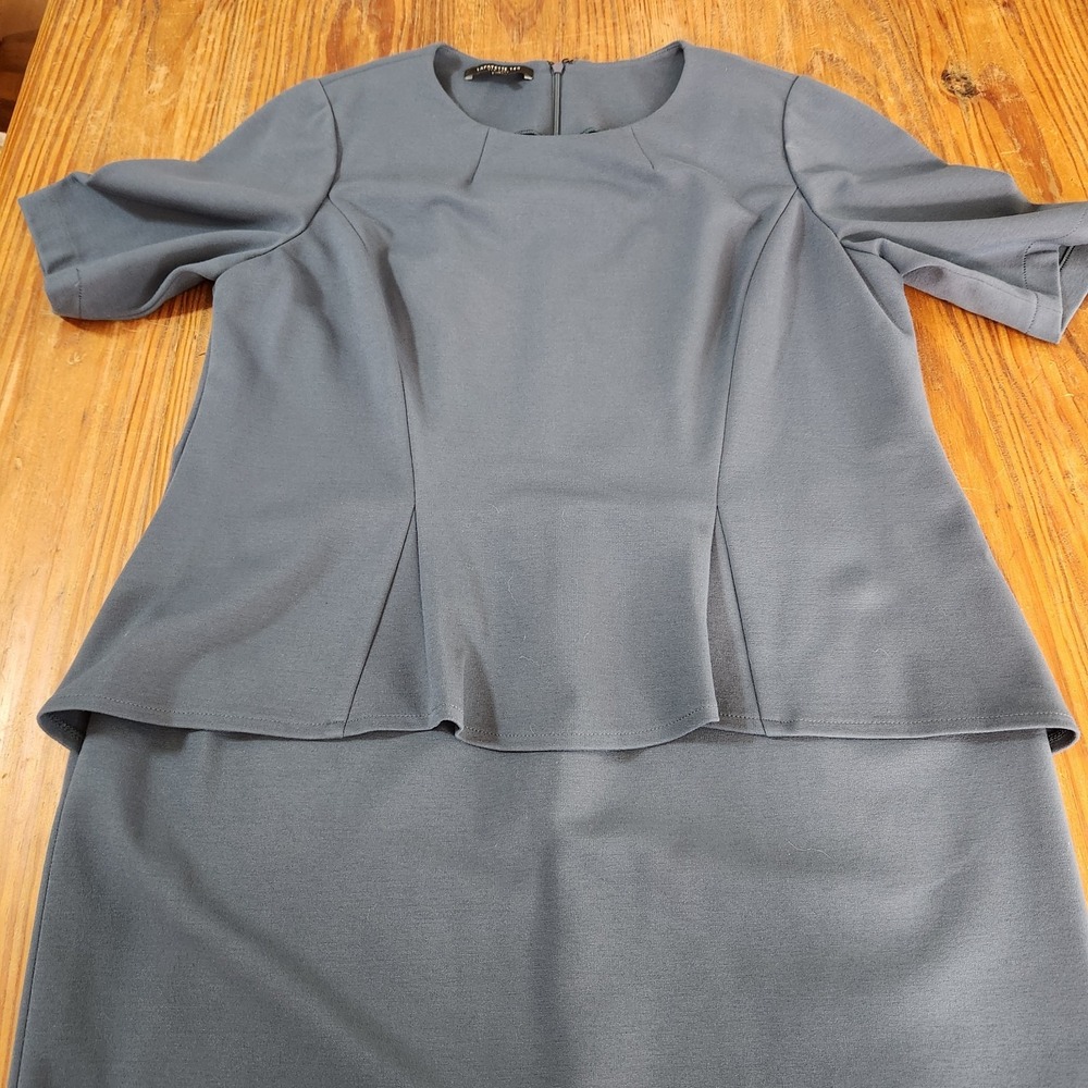 Lafayette 148 New York Blue Peplum Stretch Ponte Knit Dress Sz 16 Career Classic - Picture 4 of 14
